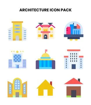 Architecture Flat Collection Icons Pack Ilustración de archivo