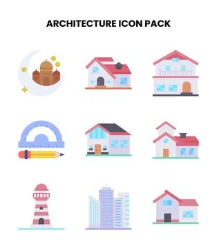 Architecture Flat Graphics Icons Pack Stock Illustration