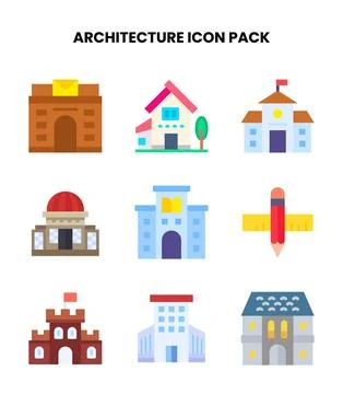 Architecture Flat Graphics Icons Pack Stock Illustration