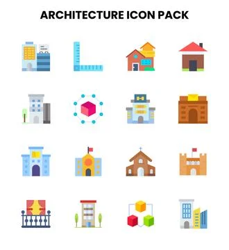 Architecture Flat Graphics Icons Pack 스톡 일러스트