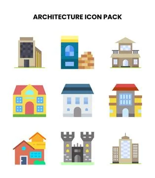Architecture Flat Graphics Icons Pack Stockillustratie