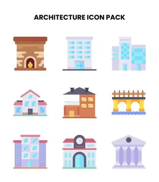 Architecture Flat Graphics Icons Pack Stockillustratie