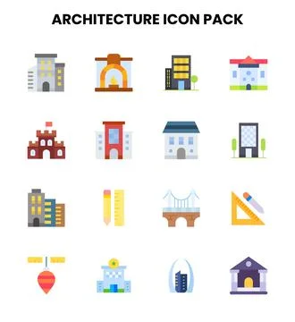 Architecture Flat Scalable Icons Pack Ilustración de archivo