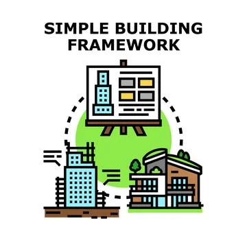 Architecture framework planning and construction development process 스톡 일러스트