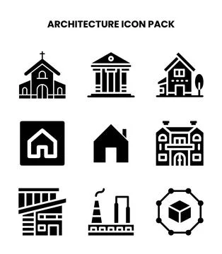 Architecture Glyph Set Icons Pack Ilustración de archivo