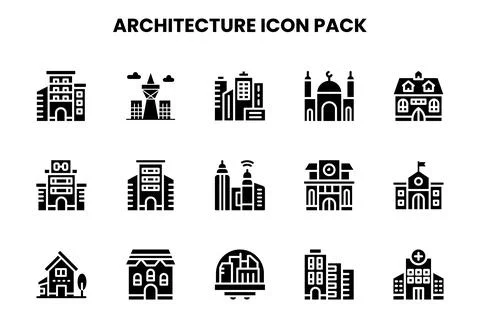 Architecture Glyph UI Icons Pack Ilustración de archivo