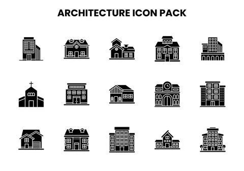 Architecture Glyph Vector Icons Pack Ilustración de archivo