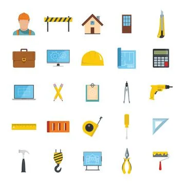 Architecture icon, flat style Stock Illustration