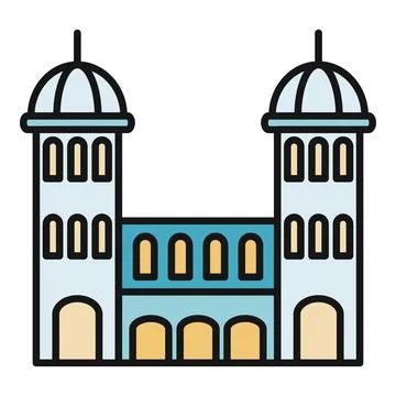 Architecture icon representing a castle or palace building Ilustración de archivo