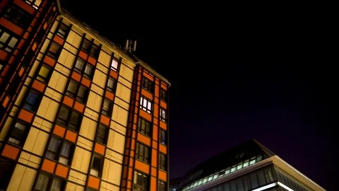 Architecture image of a building during the night, Berlin, Germany. Stock Footage 105590202