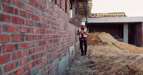 Architecture, inspection and man with tablet at construction site, online or Stock Footage 336227745
