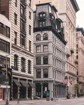 Architecture at the intersection of 5th Avenue and 19th Street in the Flatiro Foto stock