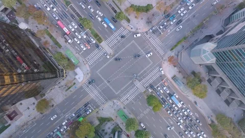 Architecture intersection view video using drone_Gangnamgu, Seoul city Video stock 259854559