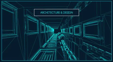 Architecture line background. Building construction sketch vector abstract Ilustración de archivo