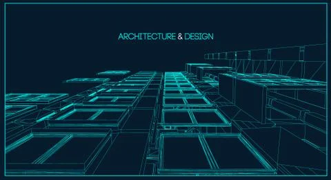 Architecture line background. Building construction sketch vector abstract Stock-Illustration