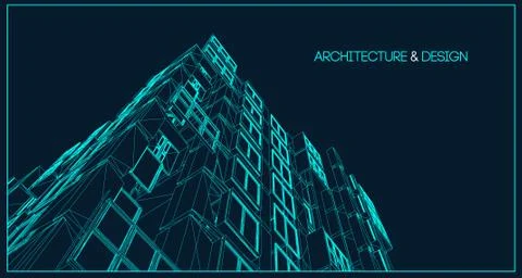 Architecture line background. Building construction sketch vector abstract Ilustración de archivo