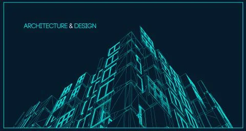 Architecture line background. Building construction sketch vector abstract Stock Illustration