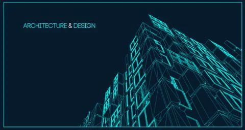 Architecture line background. Building construction sketch vector abstract Ilustración de archivo