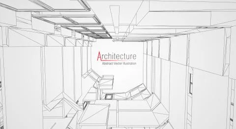 Architecture line background. Building construction sketch vector abstract Ilustración de archivo
