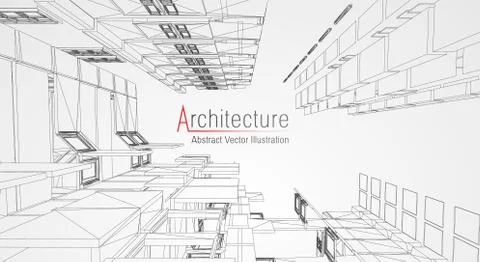 Architecture line background. Building construction sketch vector abstract Stock-Illustration