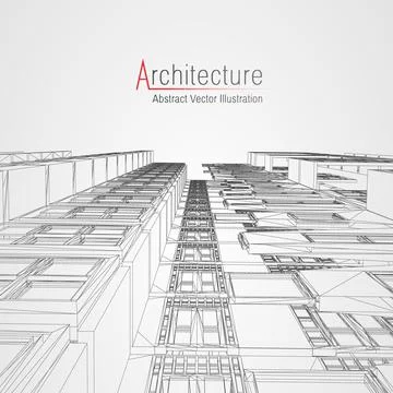 Architecture line background. Building construction sketch vector abstract Ilustración de archivo