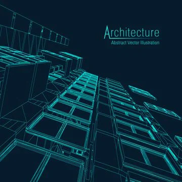 Architecture line background. Building construction sketch vector abstract Illustrazione stock