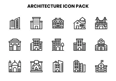 Architecture Line Bundle Icons Pack Stock Illustration