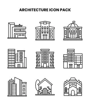 Architecture Line Bundle Icons Pack Ilustración de archivo