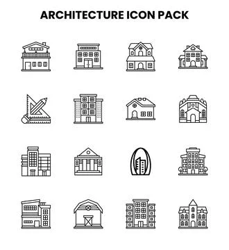 Architecture Line Bundle Icons Pack Stock Illustration