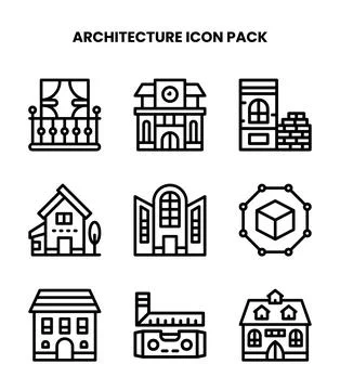 Architecture Line Collection Icons Pack Ilustración de archivo