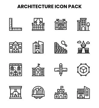 Architecture Line Graphics Icons Pack Illustrazione stock