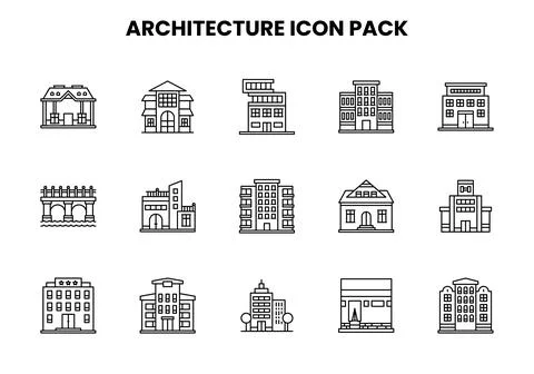 Architecture Line Scalable Icons Pack Stock Illustration