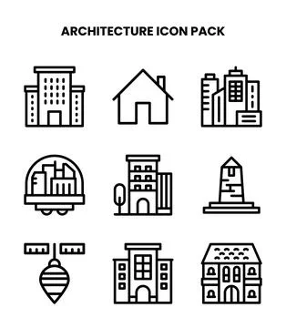 Architecture Line Scalable Icons Pack Stock Illustration