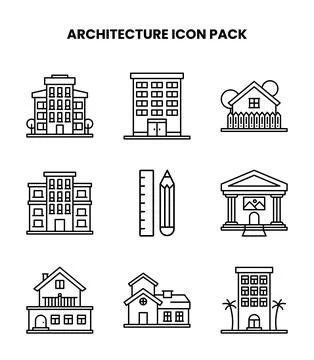 Architecture Line Vector Icons Pack Stock Illustration