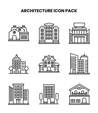 Architecture Line Vector Icons Pack Stock Illustration