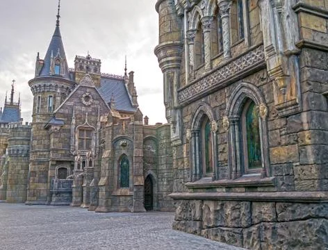 The architecture of the medieval castle Stock Photos