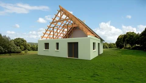 Architecture model in construction site Иллюстрация