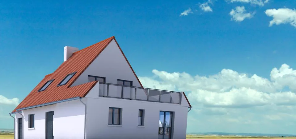 Architecture model on real background b Stock Illustration