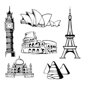 Architecture monuments Stock Illustration