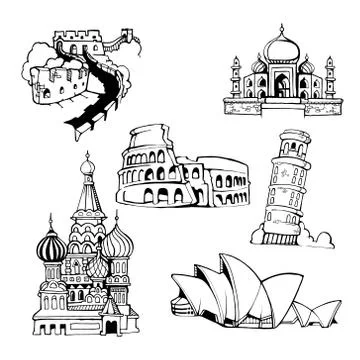 Architecture monuments Stock Illustration