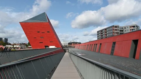 Architecture of the Museum of the Second World War in Gdansk, Poland Stock Footage 337889442