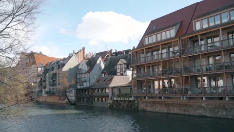 Architecture in Nuremberg. The Pegnitz river. August 2019 in Nurnberg. Video stock 130534195
