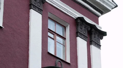 The architecture of the old city. View of the facade of an apartment building Stock Footage 63988013