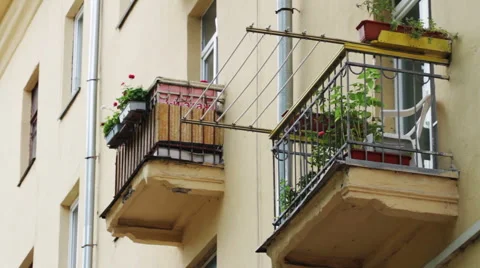 The architecture of the old city. View of the facade of an apartment building Stock-Footage 63988046