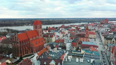 Architecture of the old town in Torun at sunset, Poland. Stock Footage 234123243