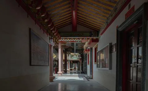 Architecture perspective view and Exit door at Wat thamma katanyu or Tham Kat Fotos de archivo