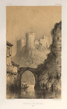Architecture Pittoresque ou Monuments des xveme. Et xvieme. Siecles: Chatea.. Stock Illustration