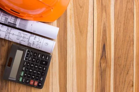 Architecture plan and rolls of blueprints Foto stock