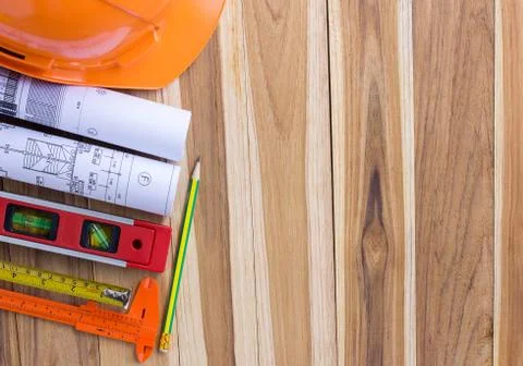 Architecture plan and rolls of blueprints Foto stock