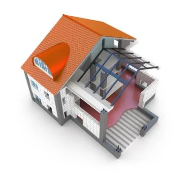 Architecture plan house isolated on white. My own design Stock Illustration